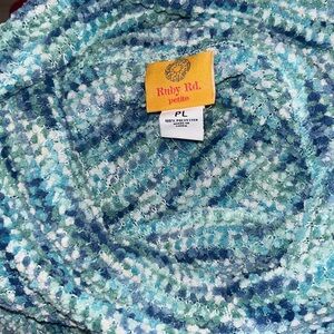 Ruby Rd. Petite Blue and White Knit Sweater